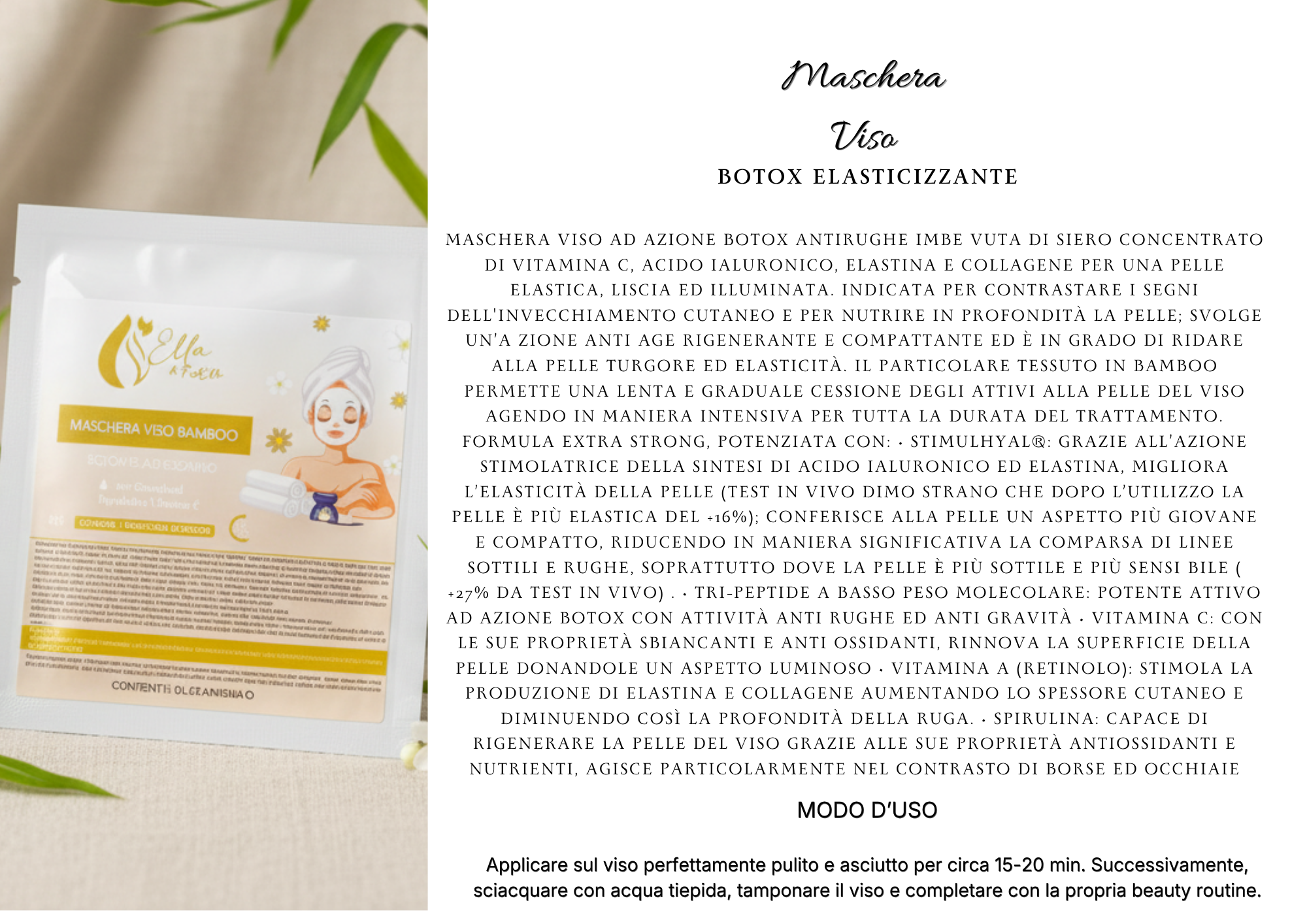 Maschera Viso Bamboo Botox Elasticizzante