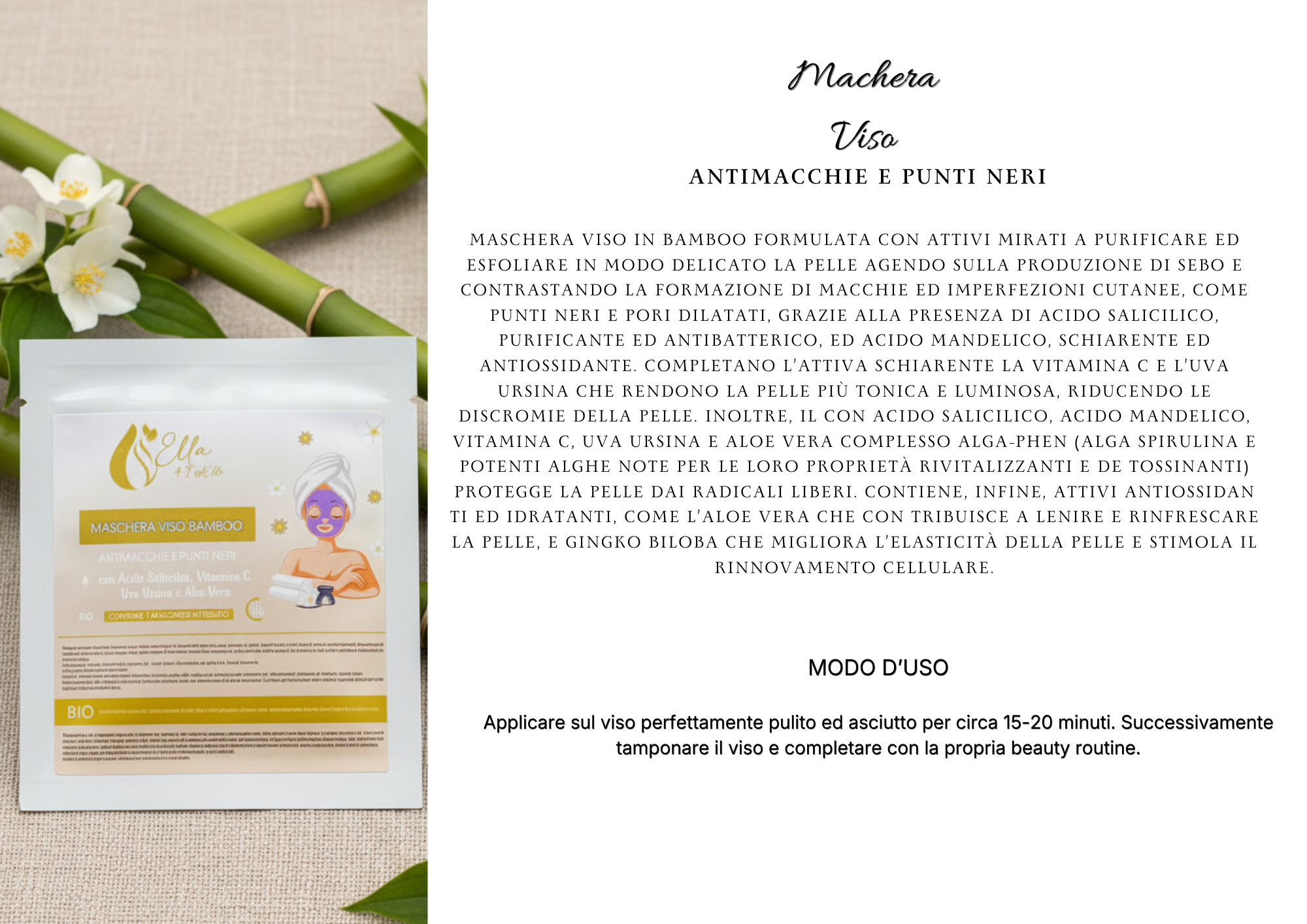 Maschera Viso Bamboo Antimacchie e Punti Neri