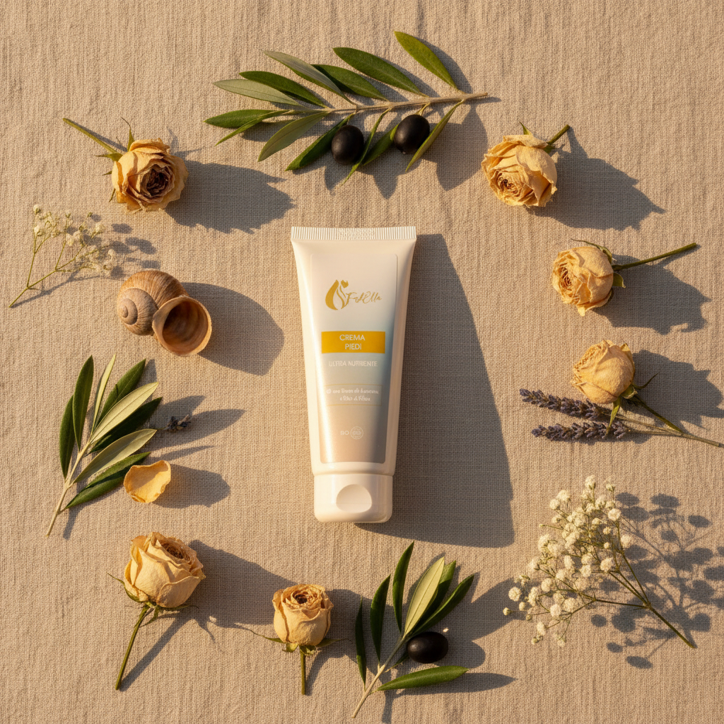 Flat lay Crema Piedi